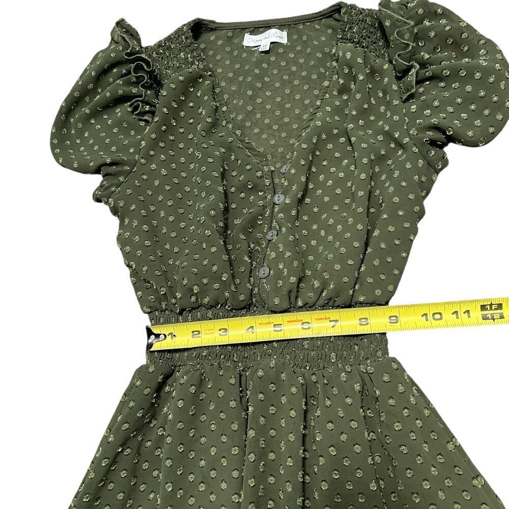 HONEY & ROSIE Sage Green Spotted Short Sleeve Ruffle Dress Size XS - Picture 8 of 9